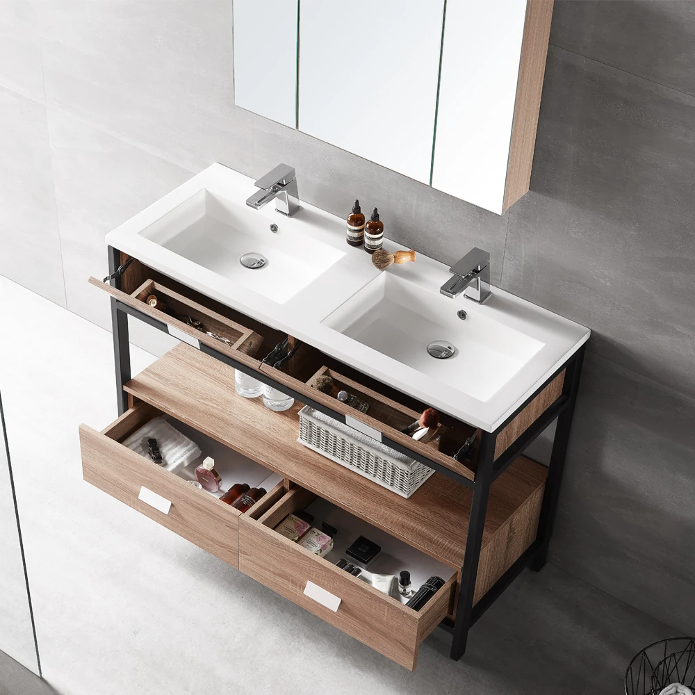 
Foshan furniture modern drawer bathroom wash basin mirror cabinet vanity with legs 
