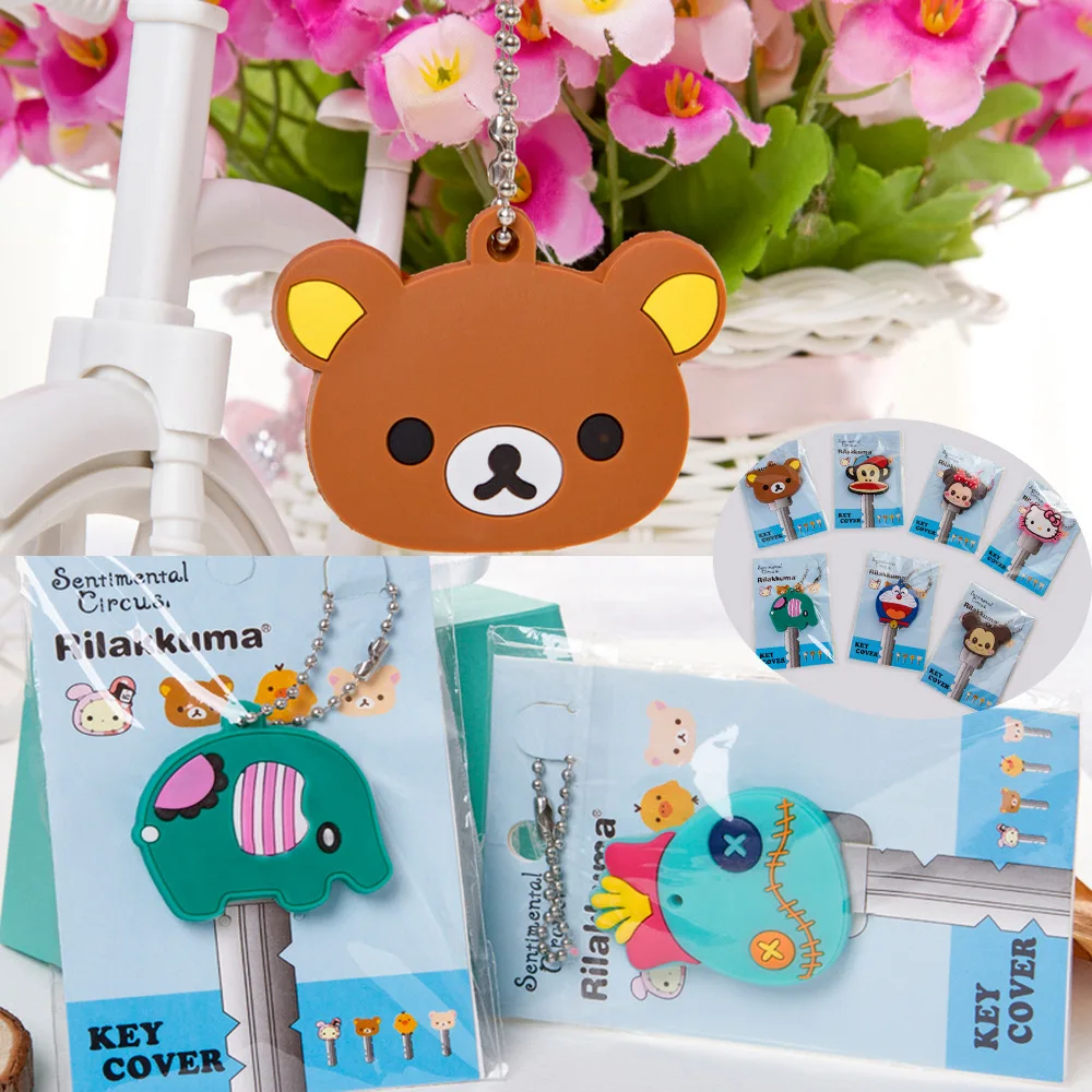 Cartoon Anime Cute Key Cover Cap Silicone Keychain