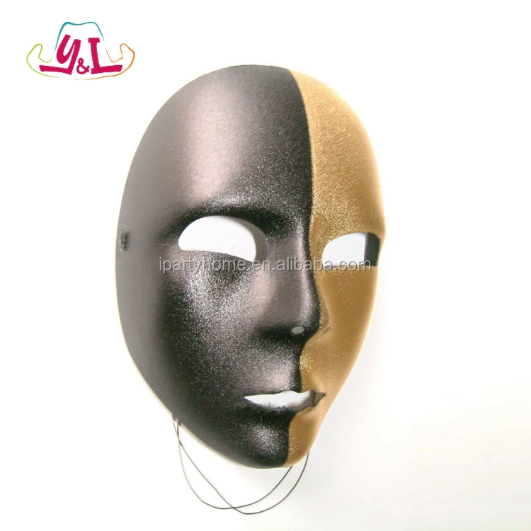 Italian Collections Full Face Masks Black & Gold Clown Masquerade Masks For Party
