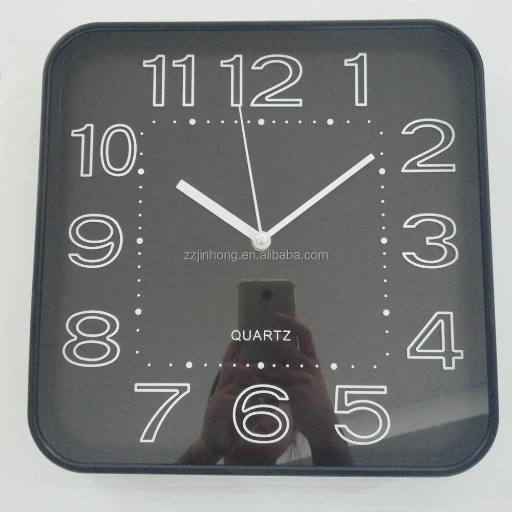 Square 3D Embossed Numbers Modern Wall Clock