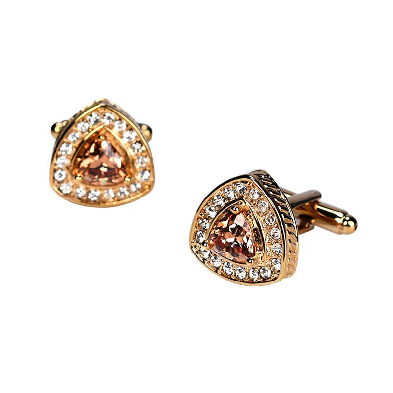 Кристалл горный хрусталь CZ запонки мужские свадебные деловые рубашки 18K позолоченные запонки