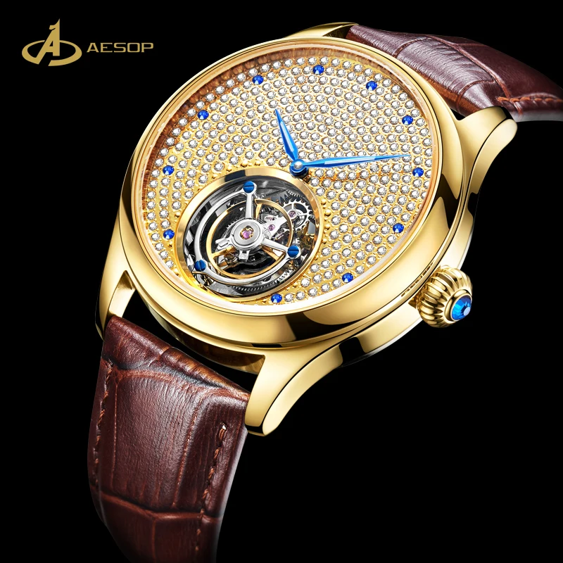 Aesop Factory Wholesale Mechanical Watch Universal Waterproof Leather Strap Automatic Tourbillon Mechanical Watch