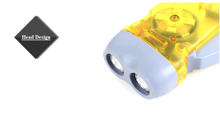 Mini 2 Led Dynamo Hand Press Flashlight Emergency Torch