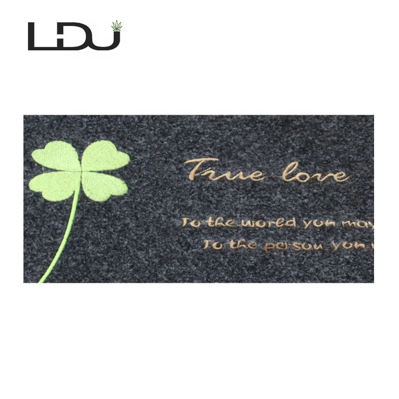 Embroidery entrance door mat or stair mat with non-slip backing, Easy To Clean, Washable, Reusable