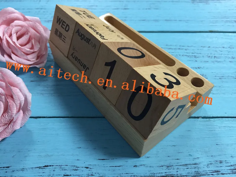 
Multi-functional Wooden Office Desk Pen Phone Holder ,Wood Calendar Holder Office Accessories 