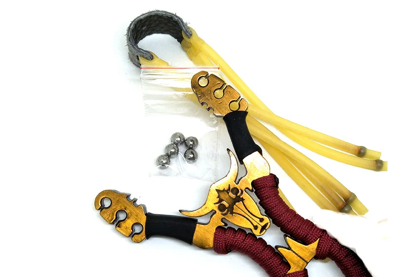 Metal Rubber Powerful Catapult Folding Hunting Slingshot Bands Outdoor SP011