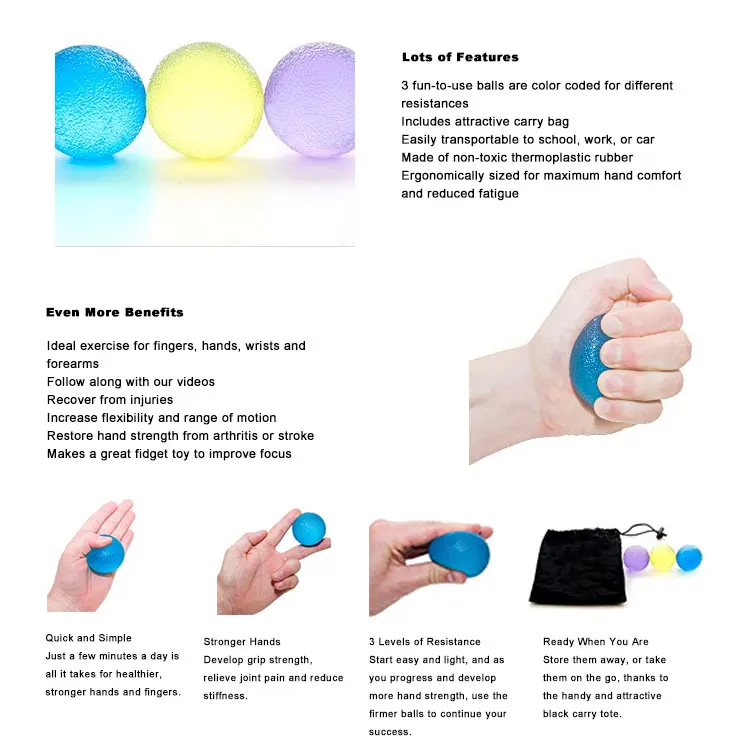 Fingers Silicone Grip The Ball Soft Therapy Exercise Grip Hand Massage Ball