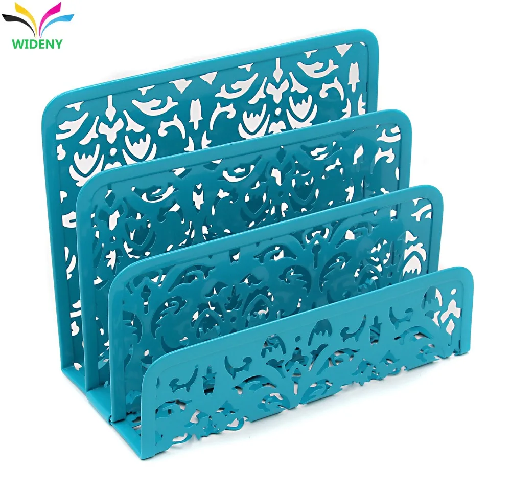 WIDENY полый цветочный узор металлический Настольный 3 вертикальный почтовый держатель сортировщика