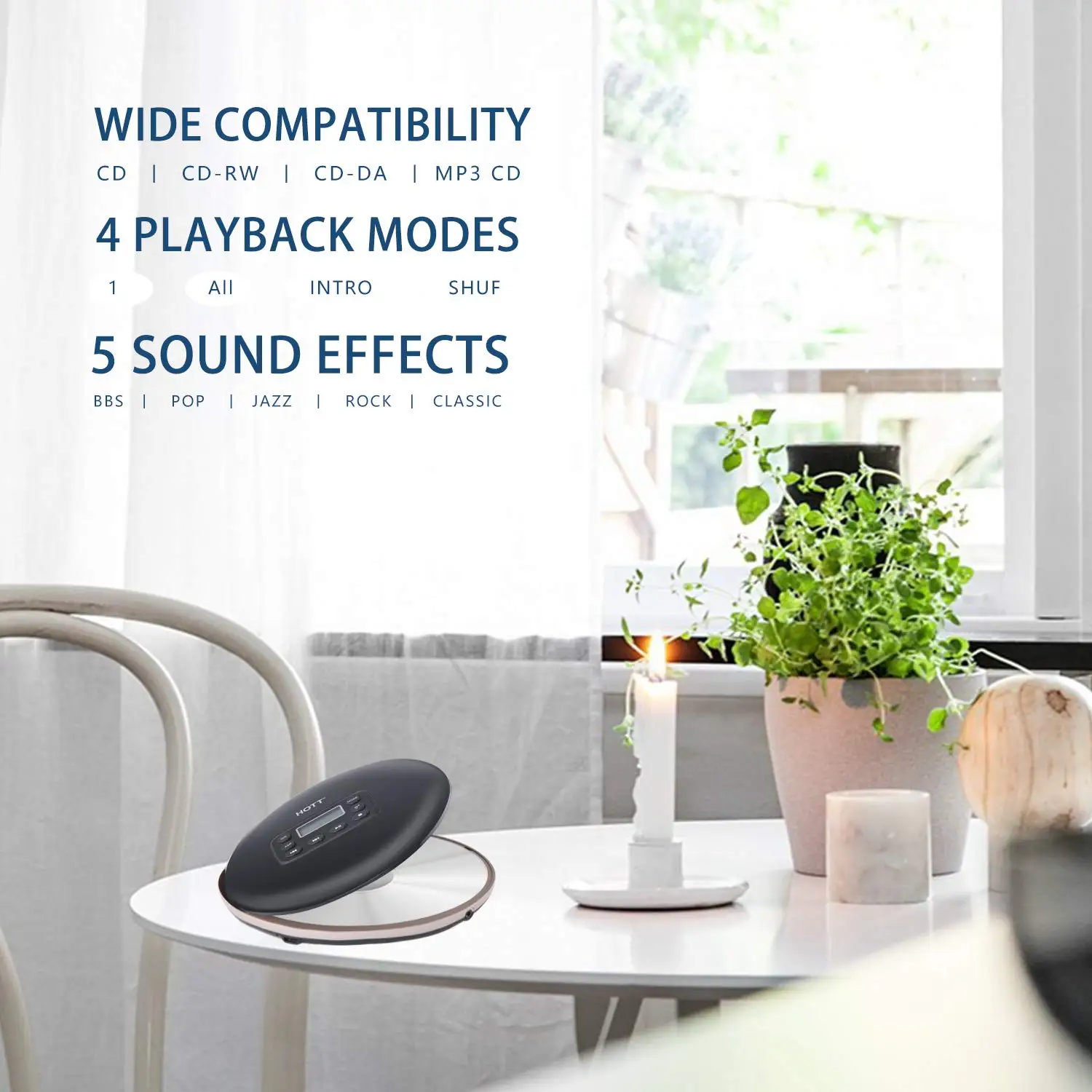Мини hi-fi стерео музыкальные CD-плеер с наушниками для путешествий поддержка CD-RW MP3 CD-DA WMA