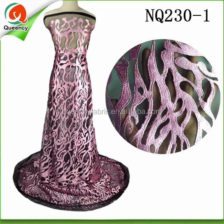 NQ325 Queency High Quality Wholesale Handcut Bridal 3D Flower French Tulle Lace Fabric with Tassel