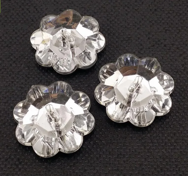 Crystal Clear Rhinestone Sewing Buttons Jewelry Scrapbooking Flat Round Faceted