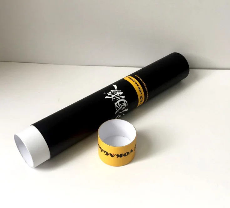 
Eco-friendly Custom printed kraft packaging black paper poster mailing tube with end caps 