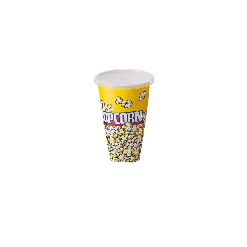 Custom Plastic Popcorn Buckets Manufacturer Amazon Hot Selling Custom Printing Single Wall Disposable Popcorn Bucket With Lid