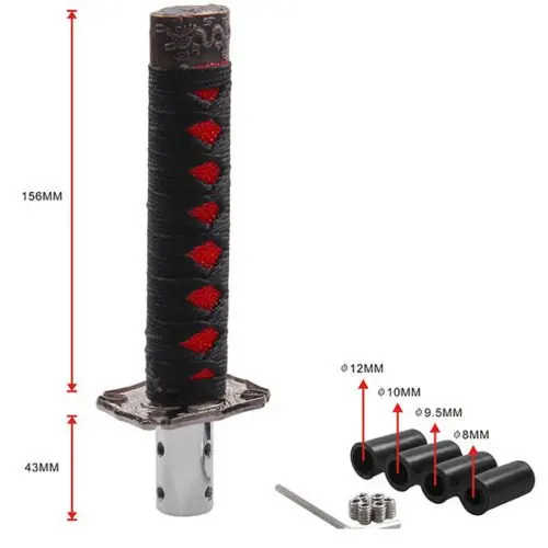 Universal Samurai Sword Gear Shift Knob Shifter  Metal Black+Red 156mm