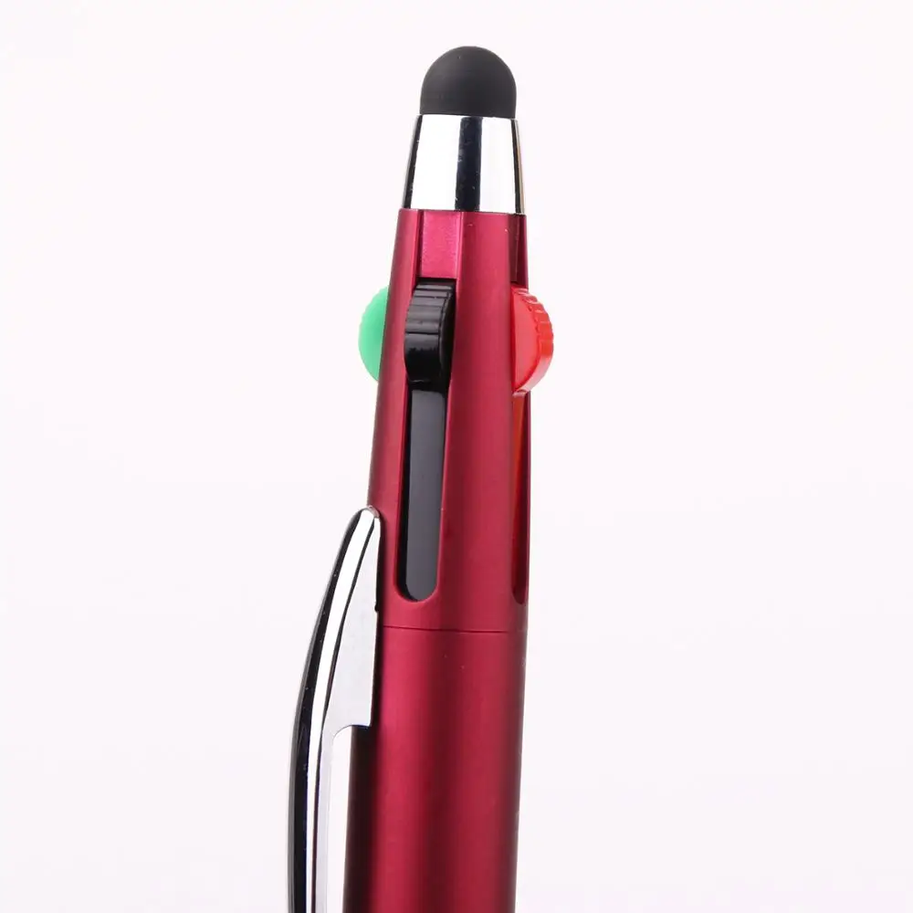 Multi color 4 in 1 color pen metal clip 4 color in 1 ball pen 4 in 1 stylus pen