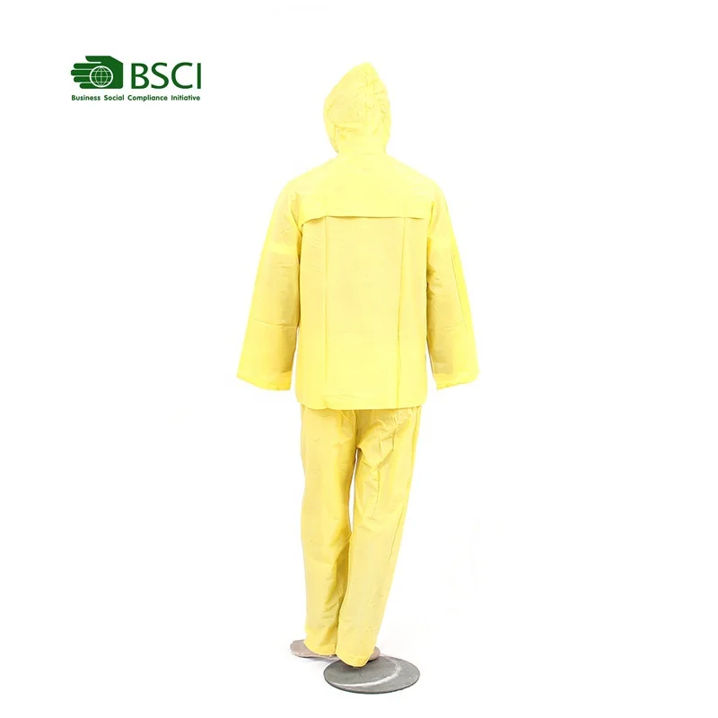 Yellow Color Waterproof Rain Jacket and Pants  PVC Rain Suit