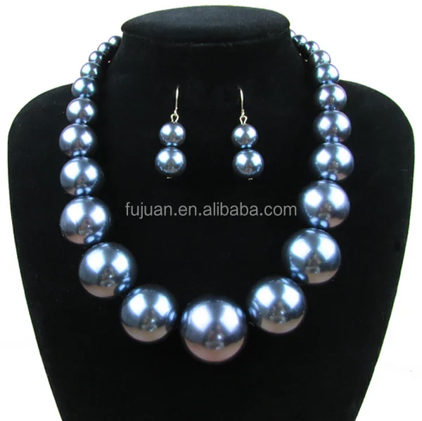 
2016 Custom Beads Big Pearls New Design Pearl Jewelry Set For Wedding 