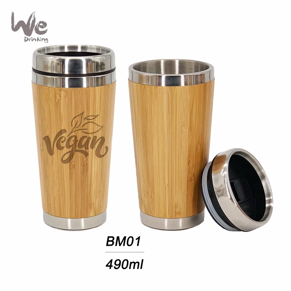 
BM01 490ml 17oz BPA FREE Eco Friendly Classic Orginal Bamboo Stainless Steel Tea Coffee Mug Tumbler 