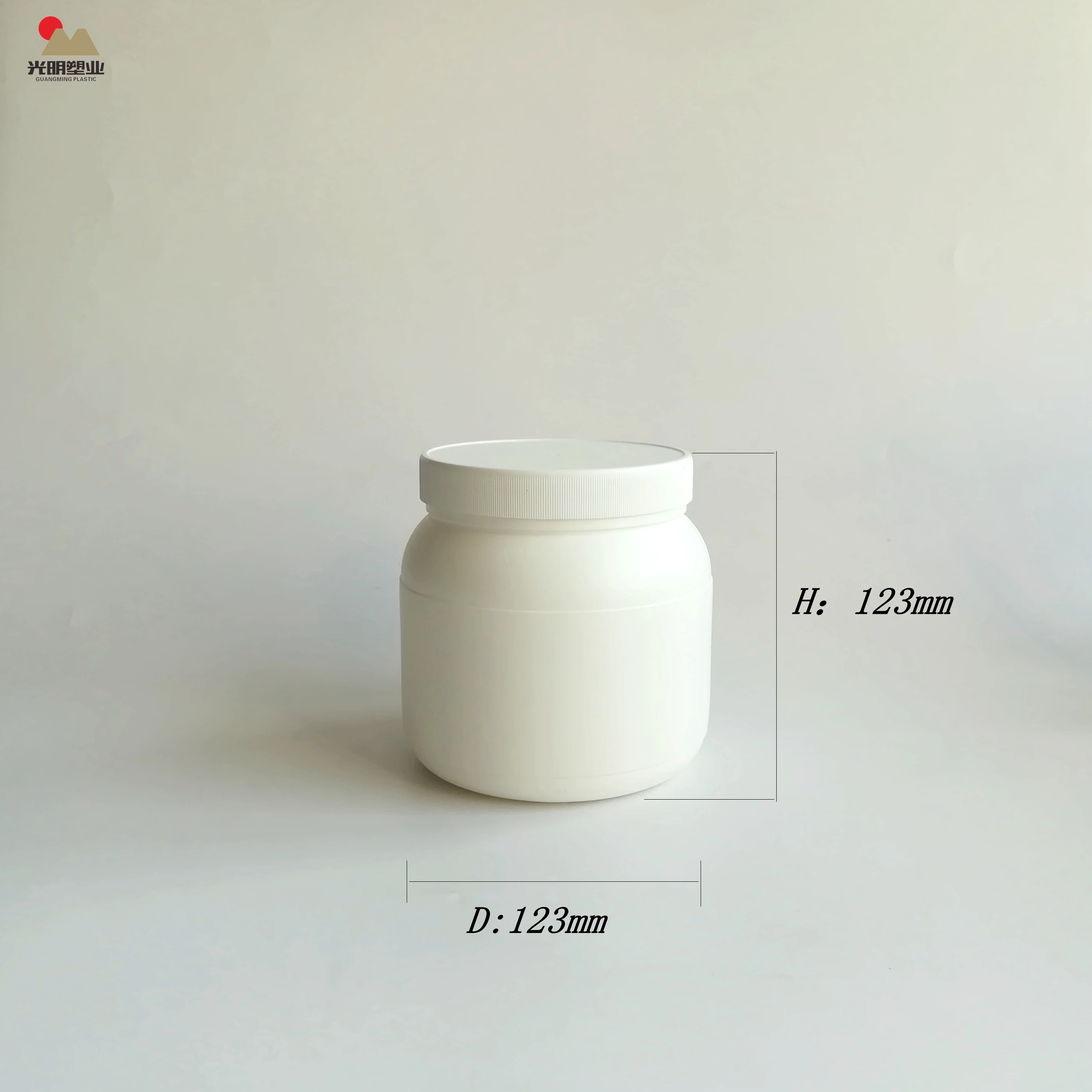 1000ml Food Garde white round HDPE plastic protein powder container