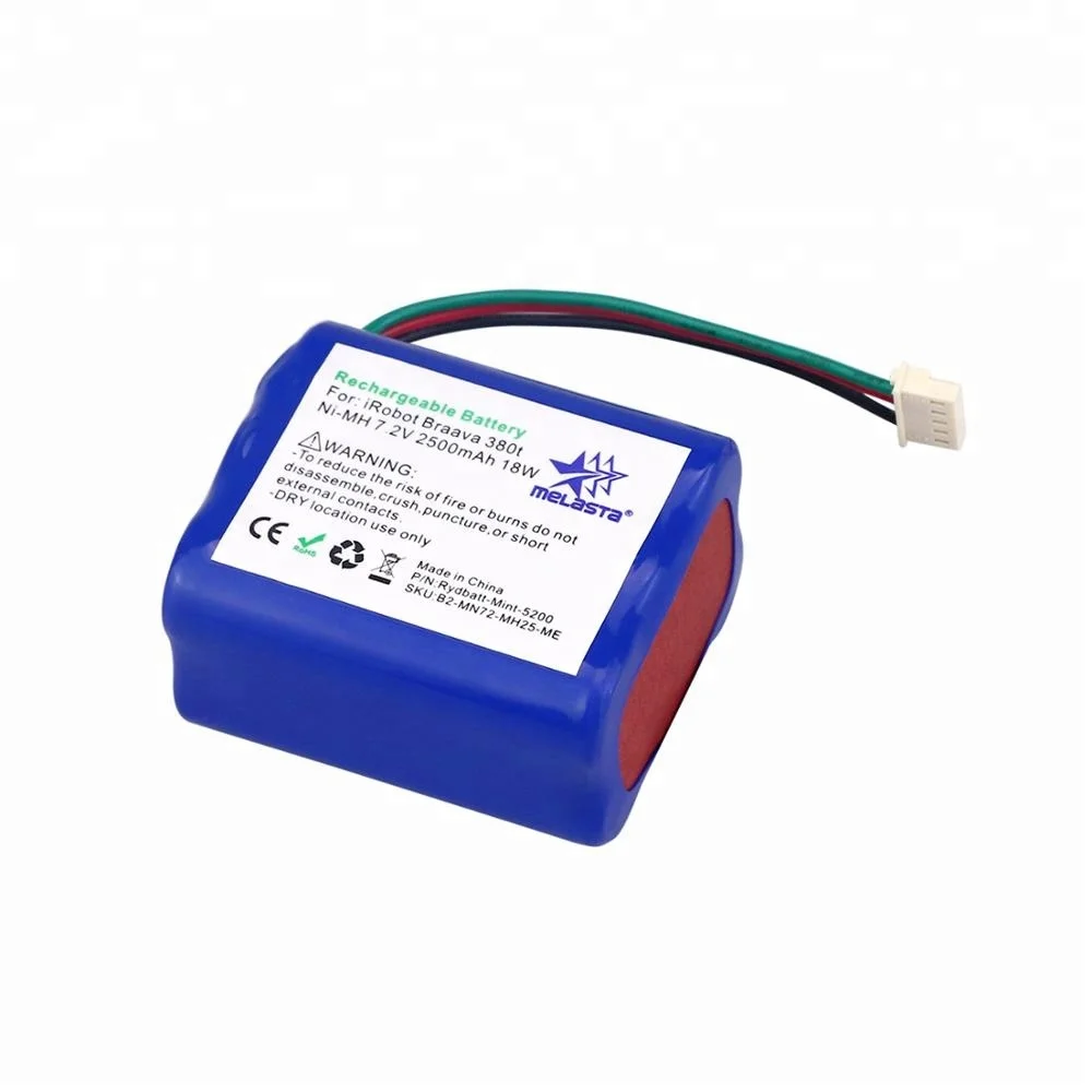 Melasta Wholesale Rechargeable Battery Ni-MH 7.2V 2500mAh for iRobot Braava 380t