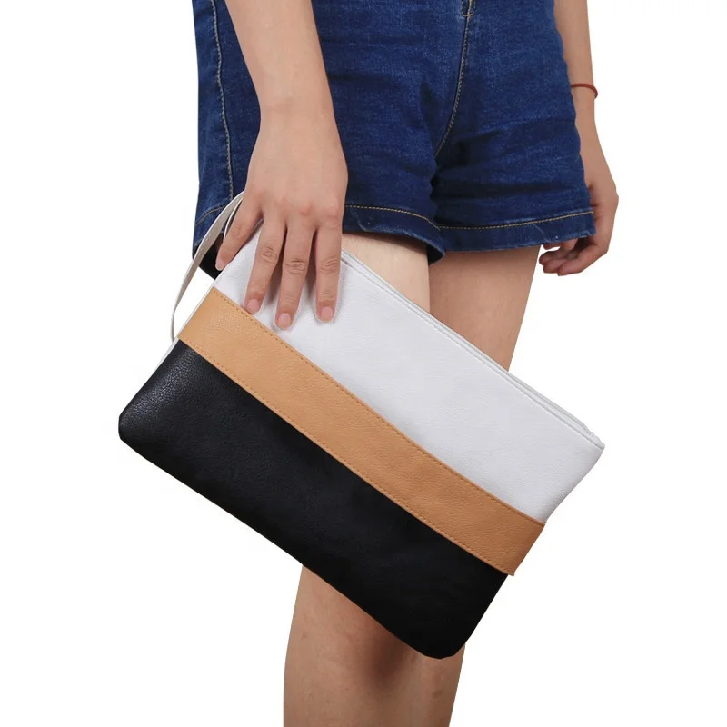 
Leather Women Bag Day wristlet bag Clutches Handbag Casual Patchwork Wristlet Clutch 