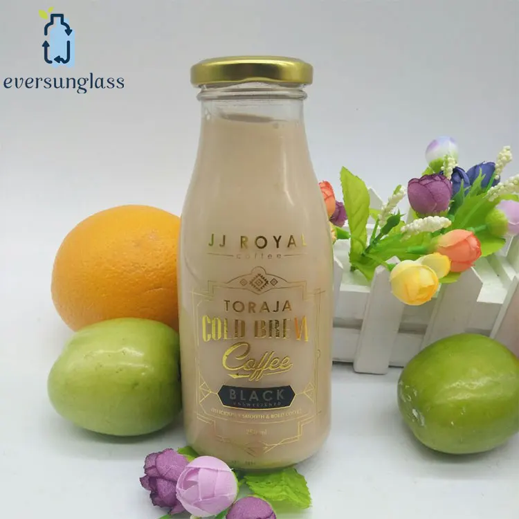 300ml fresh milk glass bottles with tin lid glass drinking bottles factory direct sale