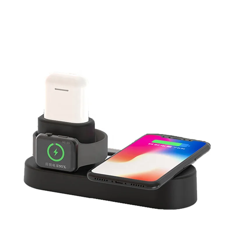 Зарядная Станция 4 в 1, зарядная док-станция для iPhone, apple Watch, беспроводные наушники, встроенное Беспроводное зарядное устройство