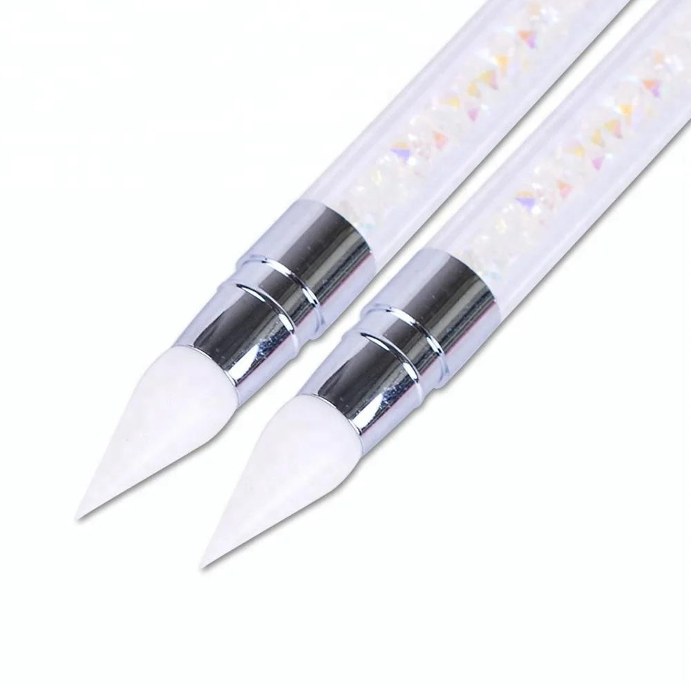 Hot Selling Acrylic Dotting Tools DIY Manicure Emboss Dual End Art 5 Pcs Silicone Nail Brush Carving