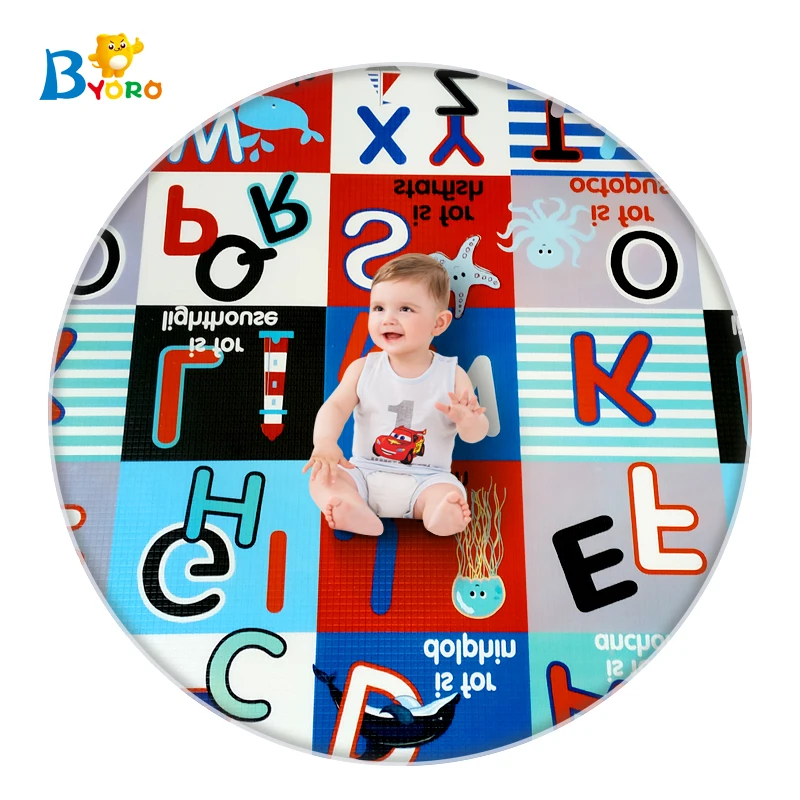 Pollution free educational kids play mat exercise baby round activity pad