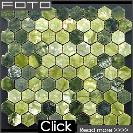 China manufacturer hexagon green onyx mosaic stone tile