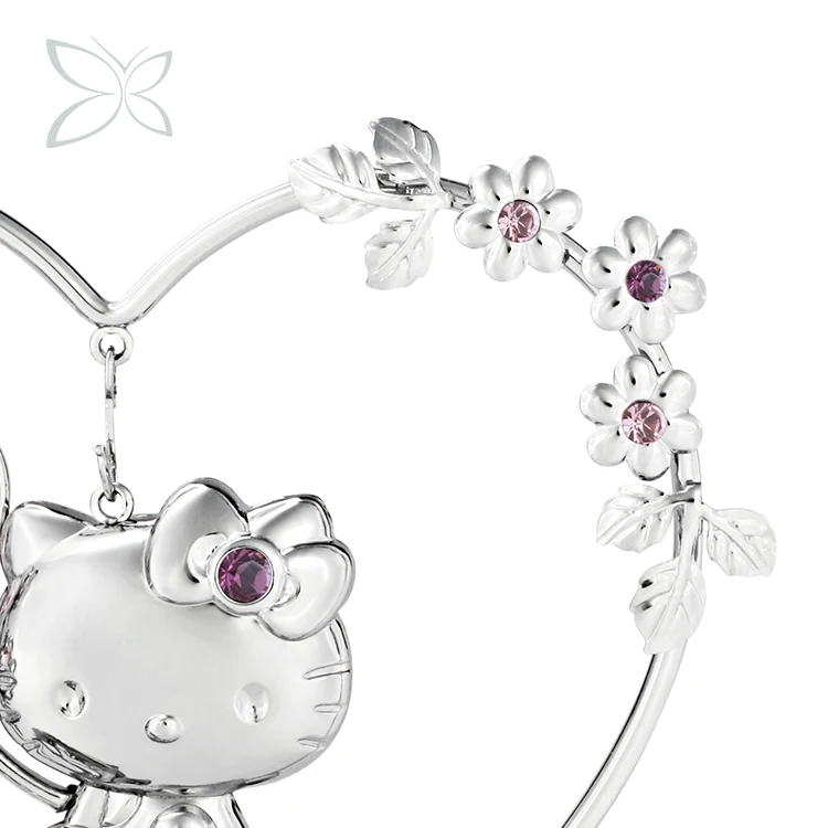 Crystocraft Wholesale chrome plated wedding anniversary gift decorated with Brilliant Cut Crystals small Hello Kitty figurines