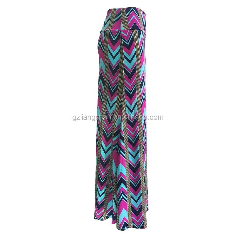 OEM Wholesale women high waist floral maxi long skirt for lady sublimation design with high quality