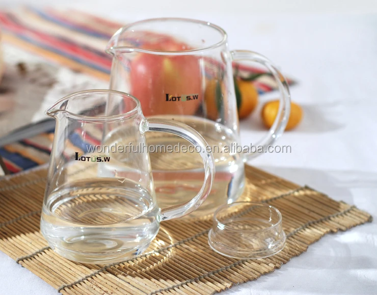 AIHPO492 Fancy Clear Custom Hot Sale Perfect Large Handmade Borosilicate Glass Pitcher Carafe Iced Tea Maker Set