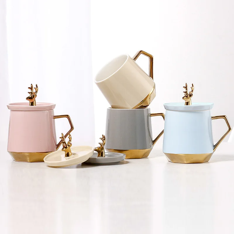 new geometric shape  milk tea ceramic cup holiday gift mug