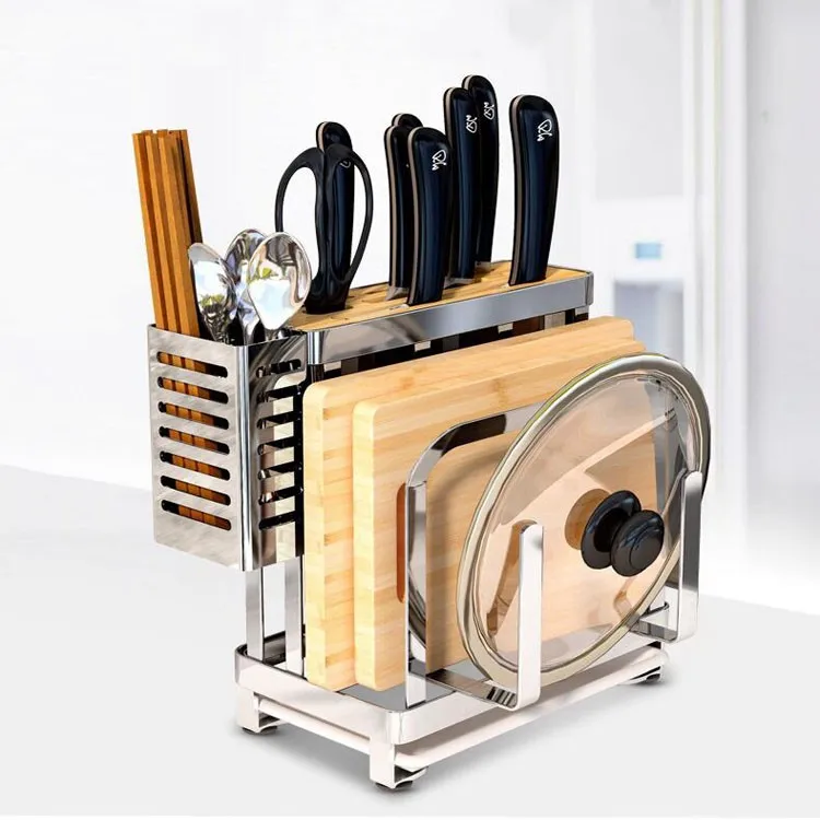 Многофункциональный настольный органайзер для кухонной утвари, органайзер для хранения, держатель для сушки ножей из нержавеющей стали