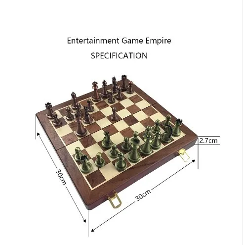 High Quality Classic Zinc Alloy Chess Pieces Wooden Chessboard Chess Game Set With King Height 6.7cm Outdoor Game Gift