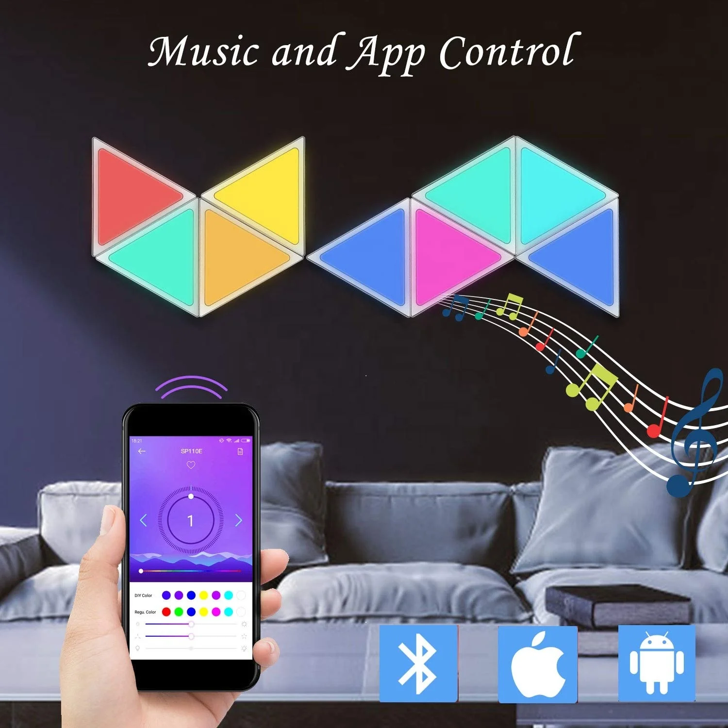 Night Lights WIFI Controller Triangle Panel light kit for wall