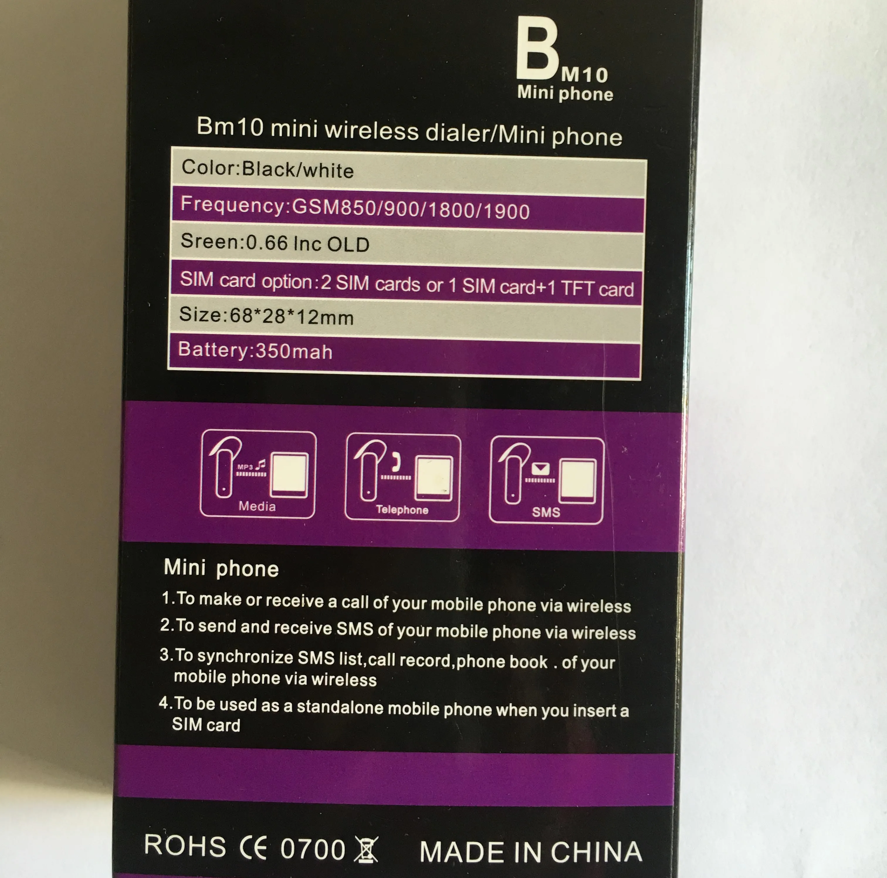 
hot Original 0.66 inch mini phone BM10 