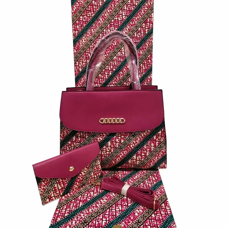 
H & D Hot Selling African Wax Print Fabric Tote Bags Fashion Women Handbags 