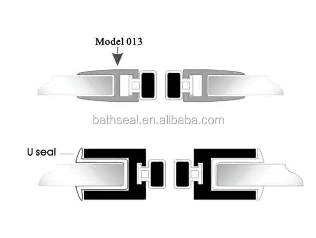 Bathroom sliding door soft aluminum profile EVA Magnetic Strips