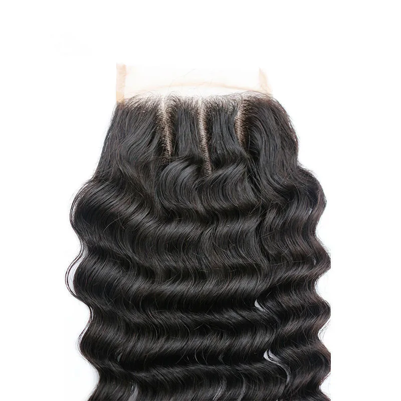 Китайская фабрика по производству волос, трехкомпонентная кружевная застежка с глубокими волнами и детскими волосами, оптовая цена