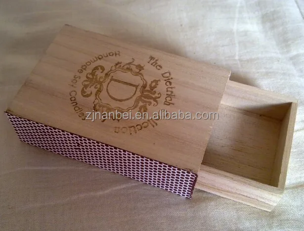 2024 Natural color solid wooden match box,small wood matchstick boxes with phosphorus line