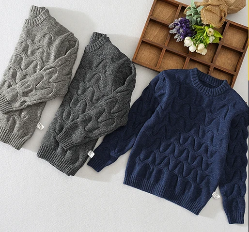 Хлопковый вязаный свитер с круглым вырезом для мальчиков P18B119TR