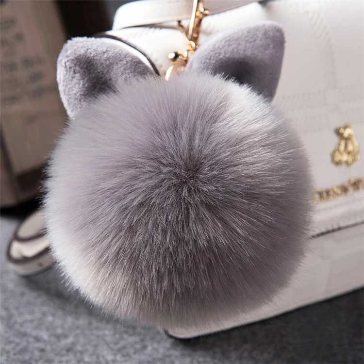 2017 New design Imitation rabbit fox pompom 8CM Fashion Plush Faux Fur Keychain