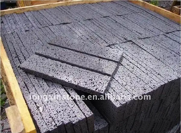 
Black lava Volcanic Travertine stone paving tile 