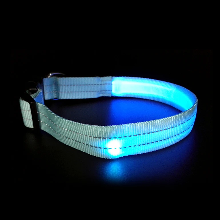 Pet Dogs Supplies Luminous Collars  Nylon LED Pet Dog Collar Night Safety Flashing Glow In The Dark