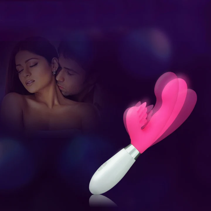 G Spot Clitoris Rotating Head Female Adult Silicone rubber vagina Rabbit Dildo Double Vibrator Sex Toy