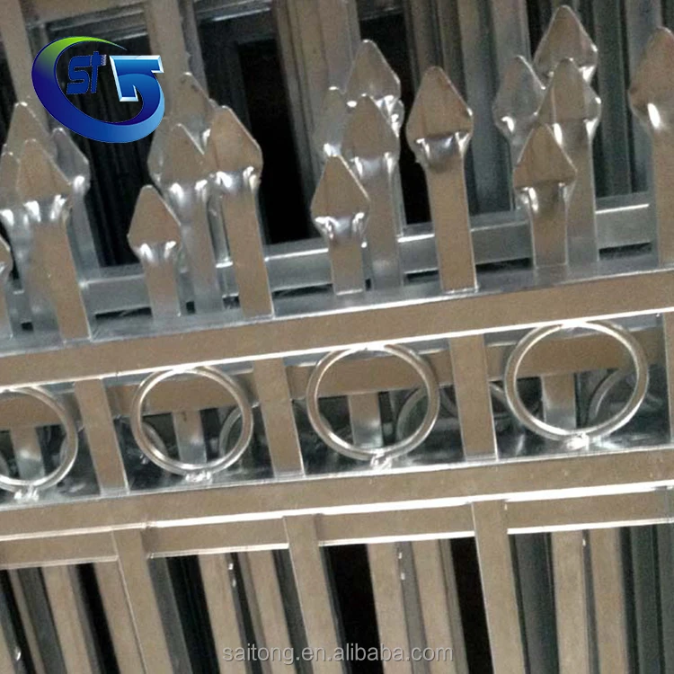 Decorative High Security Spearhead Top Galvanized Fence Panel