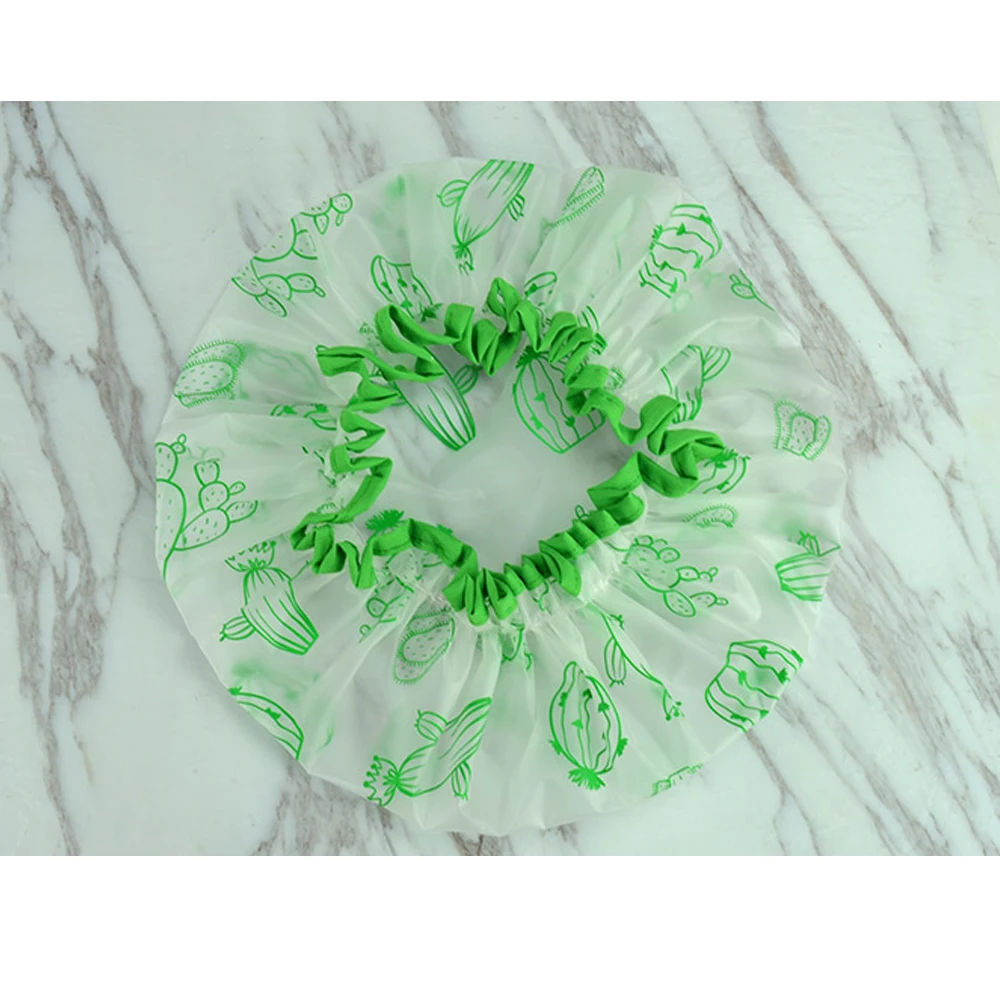 waterproof EVA showercap custom logo printing shower cap for women