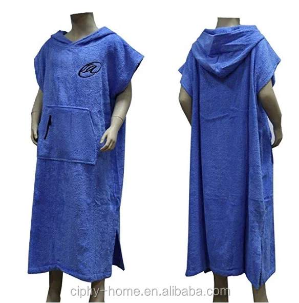 
Cotton Surf Beach Hooded Poncho Changing Bath Robe Towel with Pocket 